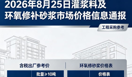 桐庐2026年8月25日灌浆料及环氧修补砂浆市场价格信息通报